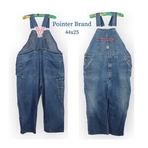 Vintage Pointer Brand Denim Overalls 44x25 MADE IN USA Low-Back Full-Cut